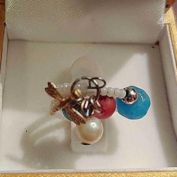 Expandable ring with multicolor stones - Picture 2 of 7